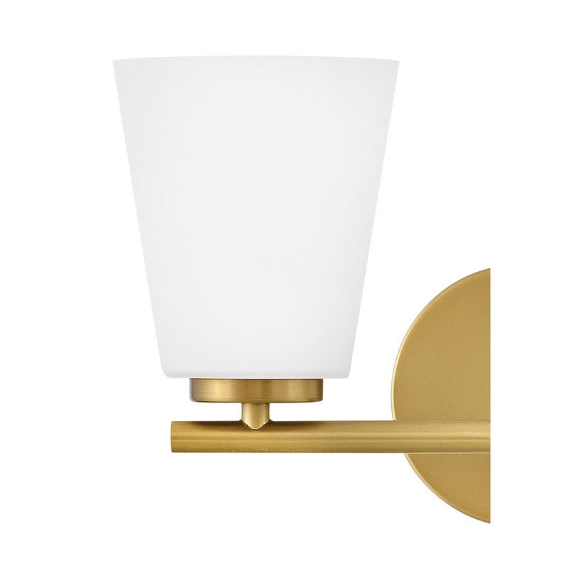 Lark Bri 15in 2-Light Vanity Light | Transitional Lacquered Brass Steel and Etched Opal Glass | Bathroom Vanity | 8.25 x 15 x 9 in | Model 85422LCB