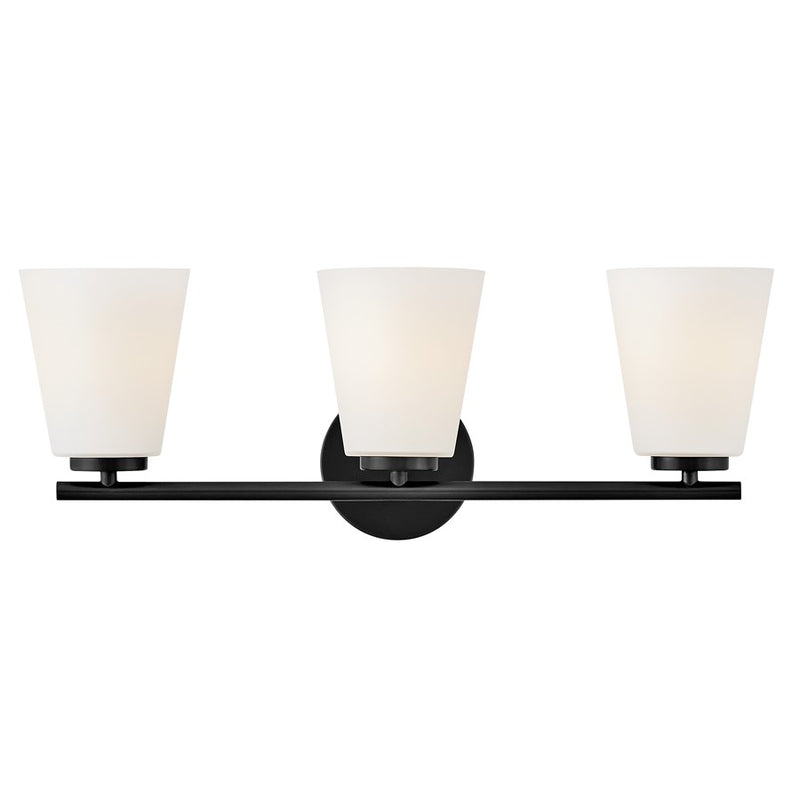 Lark Lighting Bri 24" 3-Light Vanity Light | Black Finish | Etched Opal Glass Shade | Transitional Vanity Light Above the Bathroom Mirror | 85423BK