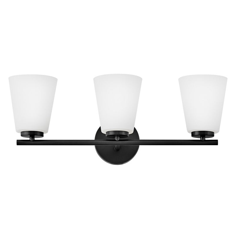 Lark Lighting Bri 24" 3-Light Vanity Light | Black Finish | Etched Opal Glass Shade | Transitional Vanity Light Above the Bathroom Mirror | 85423BK