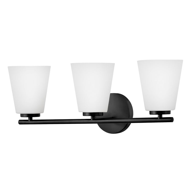 Lark Lighting Bri 24" 3-Light Vanity Light | Black Finish | Etched Opal Glass Shade | Transitional Vanity Light Above the Bathroom Mirror | 85423BK