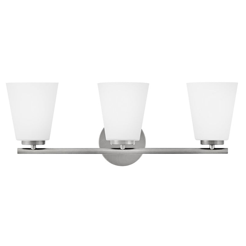 Lark Bri 24in 3-Light Vanity Light | Transitional Brushed Nickel Steel and Etched Opal Glass | Bathroom Vanity | 8.25 x 24 x 9 in | Model 85423BN