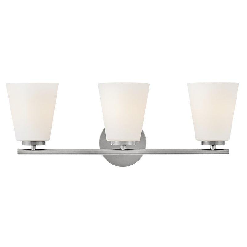 Lark Lighting Bri 24" 3-Light Vanity Light | Brushed Nickel | Etched Opal Glass Shade | Transitional Vanity Light Above the Bathroom Mirror | 85423BN
