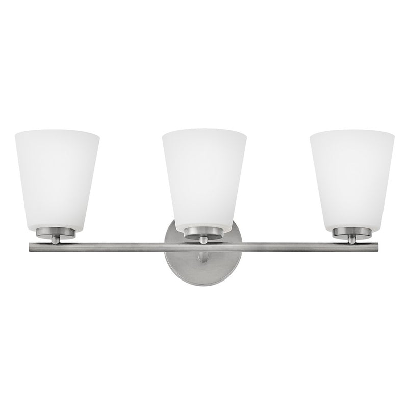 Lark Lighting Bri 24" 3-Light Vanity Light | Brushed Nickel | Etched Opal Glass Shade | Transitional Vanity Light Above the Bathroom Mirror | 85423BN