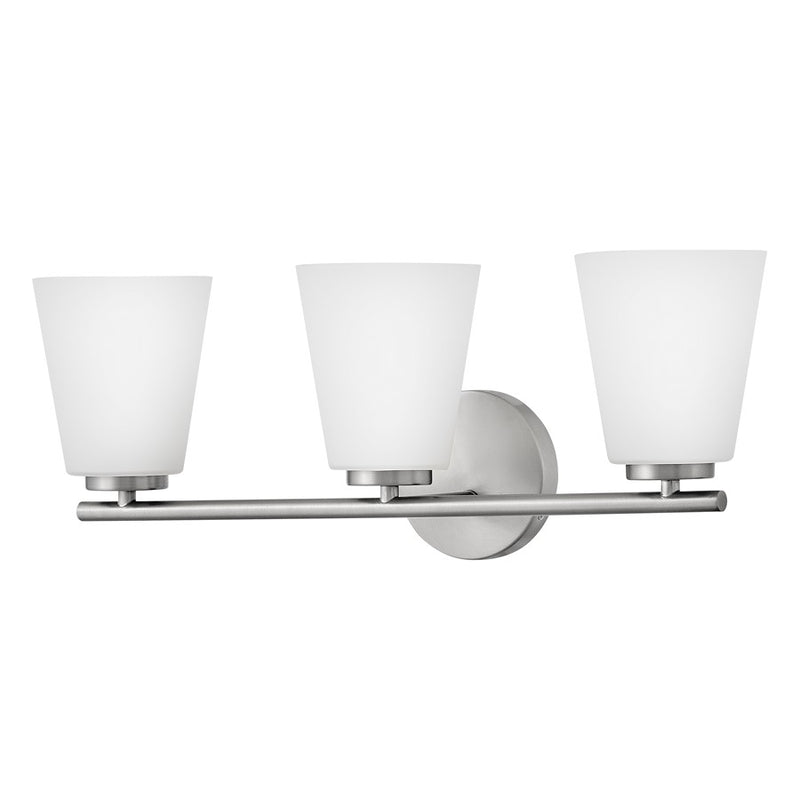 Lark Lighting Bri 24" 3-Light Vanity Light | Brushed Nickel | Etched Opal Glass Shade | Transitional Vanity Light Above the Bathroom Mirror | 85423BN