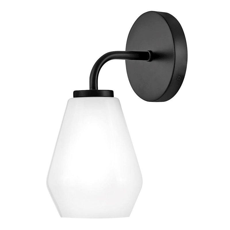 Lark Gio 11in 1-Light Bath Vanity | Transitional Black Steel and Cased Opal Glass | Bathroom Vanity & Powder Room | 7.25 x 5.25 x 11.25 in | Model 85500BK