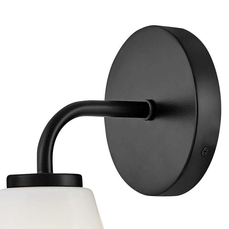 Lark Gio 11in 1-Light Bath Vanity | Transitional Black Steel and Cased Opal Glass | Bathroom Vanity & Powder Room | 7.25 x 5.25 x 11.25 in | Model 85500BK