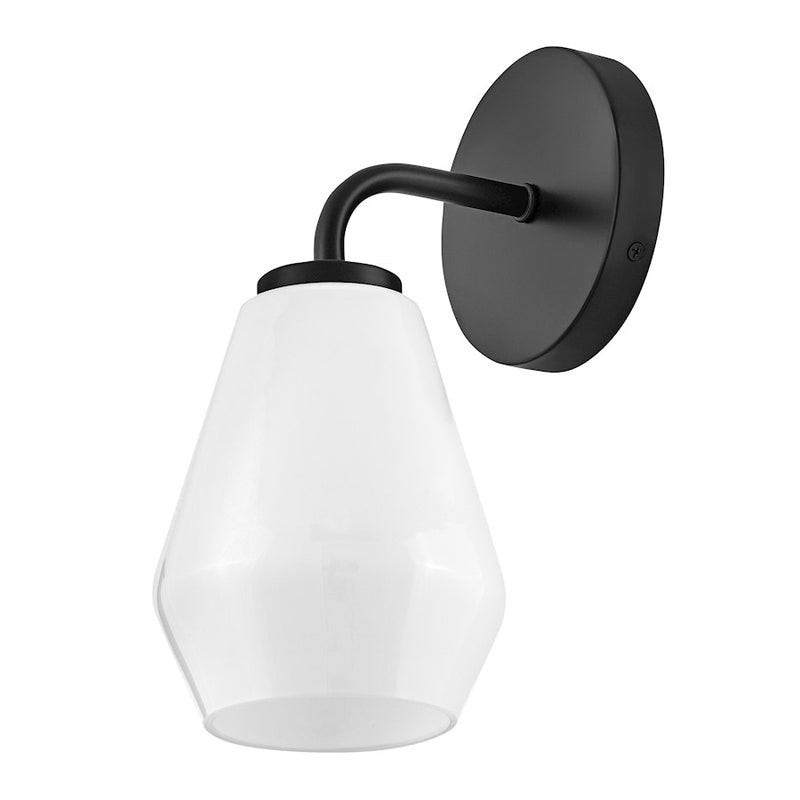 Lark Gio 11in 1-Light Bath Vanity | Transitional Black Steel and Cased Opal Glass | Bathroom Vanity & Powder Room | 7.25 x 5.25 x 11.25 in | Model 85500BK