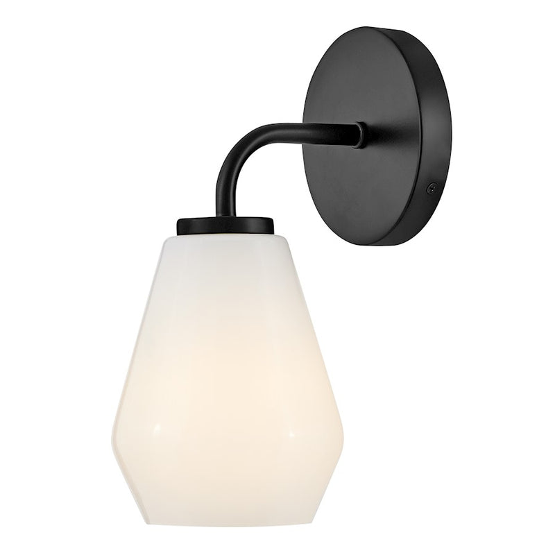 Lark Gio 11in 1-Light Bath Vanity | Transitional Black Steel and Cased Opal Glass | Bathroom Vanity & Powder Room | 7.25 x 5.25 x 11.25 in | Model 85500BK