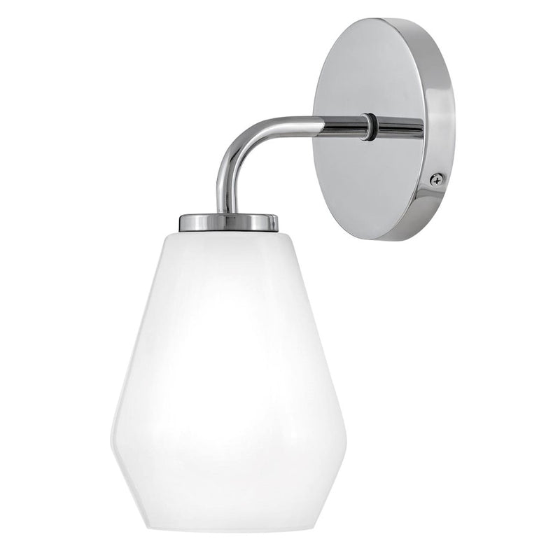 Lark Gio 1-Light Medium Bath Vanity | Transitional Chrome Steel and Cased Opal Glass | Bathroom Vanity & Powder Room | 7.25 x 5.25 x 11.25 | Model 85500CM