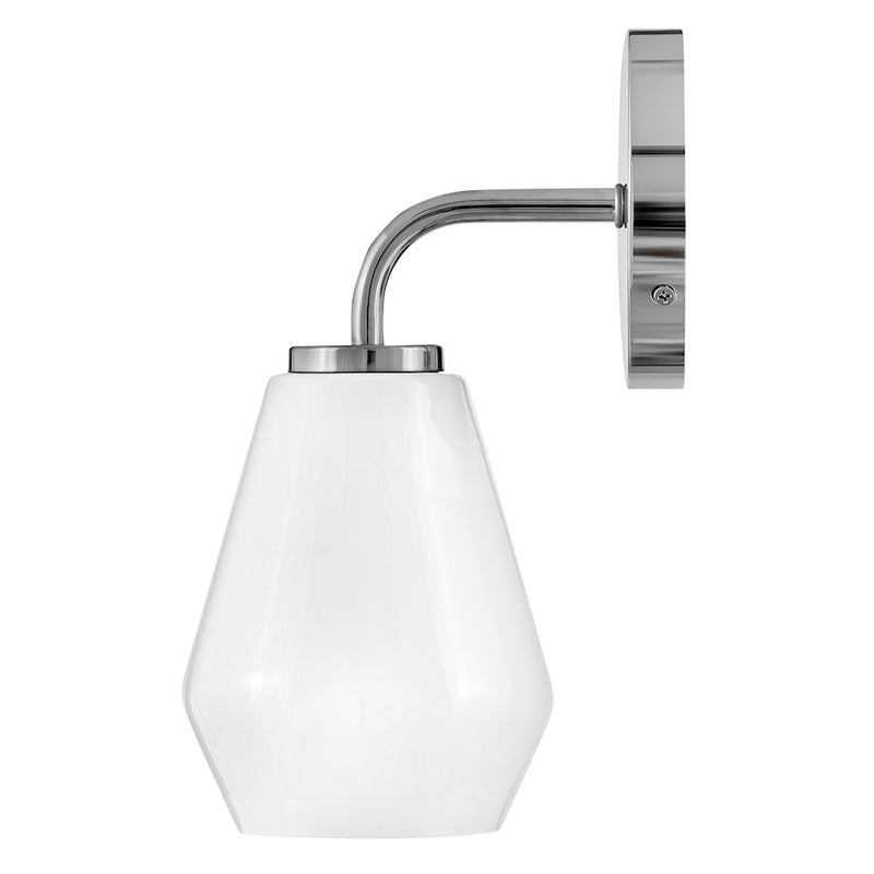 Lark Gio 1-Light Medium Bath Vanity | Transitional Chrome Steel and Cased Opal Glass | Bathroom Vanity & Powder Room | 7.25 x 5.25 x 11.25 | Model 85500CM