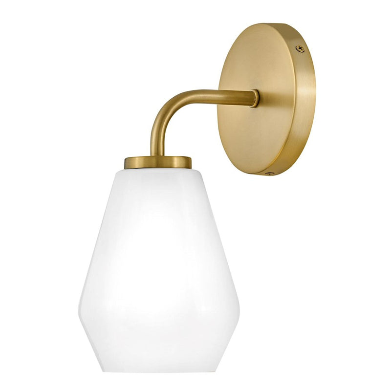 Lark Gio 1-Light Medium Bath Vanity | Transitional Lacquered Brass Steel and Cased Opal Glass | Bathroom Vanity & Powder Room | 7.25 x | Model 85500LCB