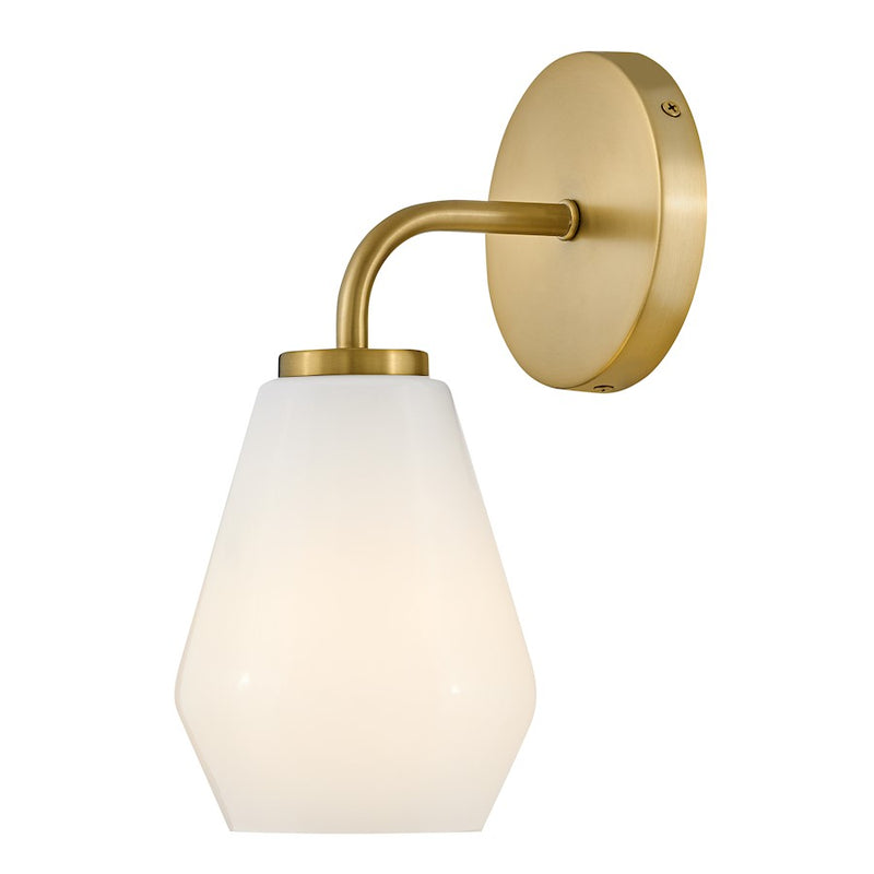 Lark Gio 1-Light Medium Bath Vanity | Transitional Lacquered Brass Steel and Cased Opal Glass | Bathroom Vanity & Powder Room | 7.25 x | Model 85500LCB