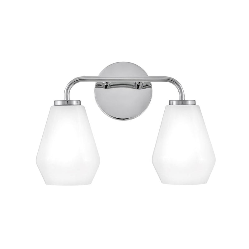 Lark Gio 14in 2-Light Bath Vanity | Transitional Chrome Steel and Cased Opal Glass | Bathroom Vanity & Powder Room | 7 x 14 x 10 in | Model 85502CM