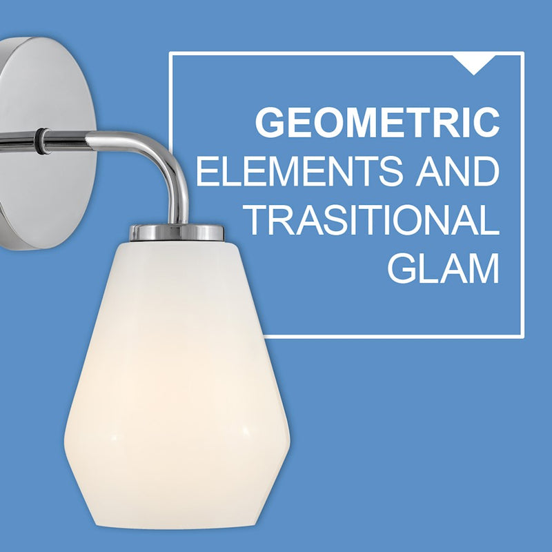 Lark Lighting Gio 2-Light Bath Vanity Light | Chrome Finish | Cased Opal Glass Shade | Transitional Vanity Light Above the Bathroom Mirror | 85502CM