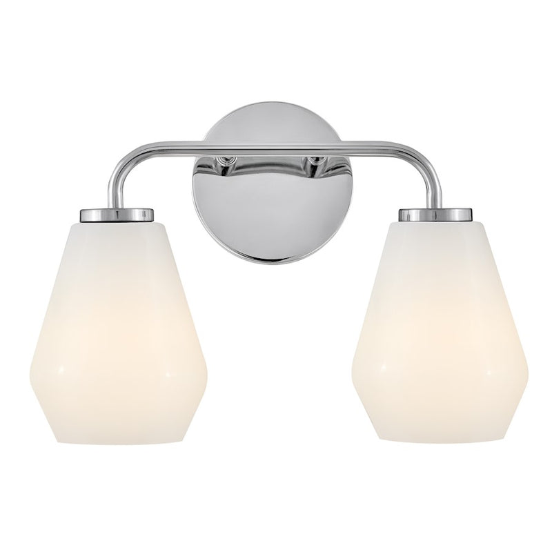 Lark Lighting Gio 2-Light Bath Vanity Light | Chrome Finish | Cased Opal Glass Shade | Transitional Vanity Light Above the Bathroom Mirror | 85502CM