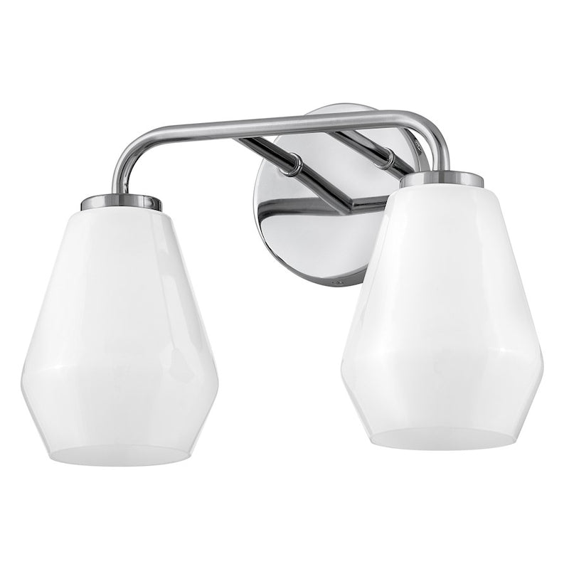 Lark Lighting Gio 2-Light Bath Vanity Light | Chrome Finish | Cased Opal Glass Shade | Transitional Vanity Light Above the Bathroom Mirror | 85502CM