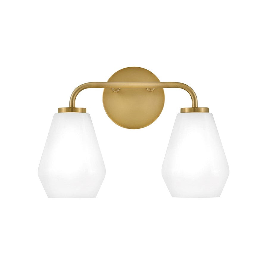 Lark Gio 2 Light Small Bath Vanity, Lacquered Brass/Cased Opal - 85502LCB