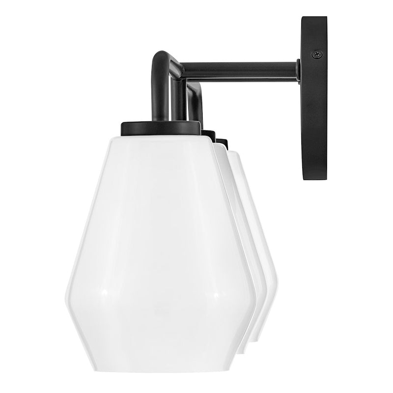 Lark Lighting Gio 3-Light Bath Vanity Light | Black Finish | Cased Opal Glass Shade | Transitional Vanity Light Above the Bathroom Mirror | 85503BK