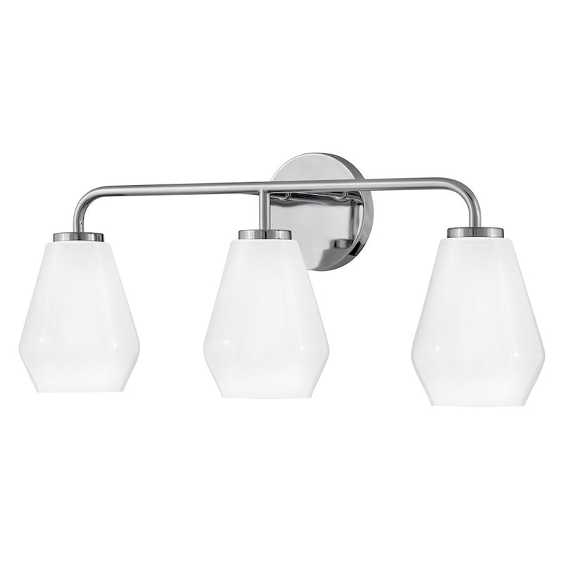 Lark Gio 24in 3-Light Vanity Light | Transitional Chrome Steel and Cased Opal Glass | Bathroom Vanity | 7.25 x 24 x 10.25 in | Model 85503CM