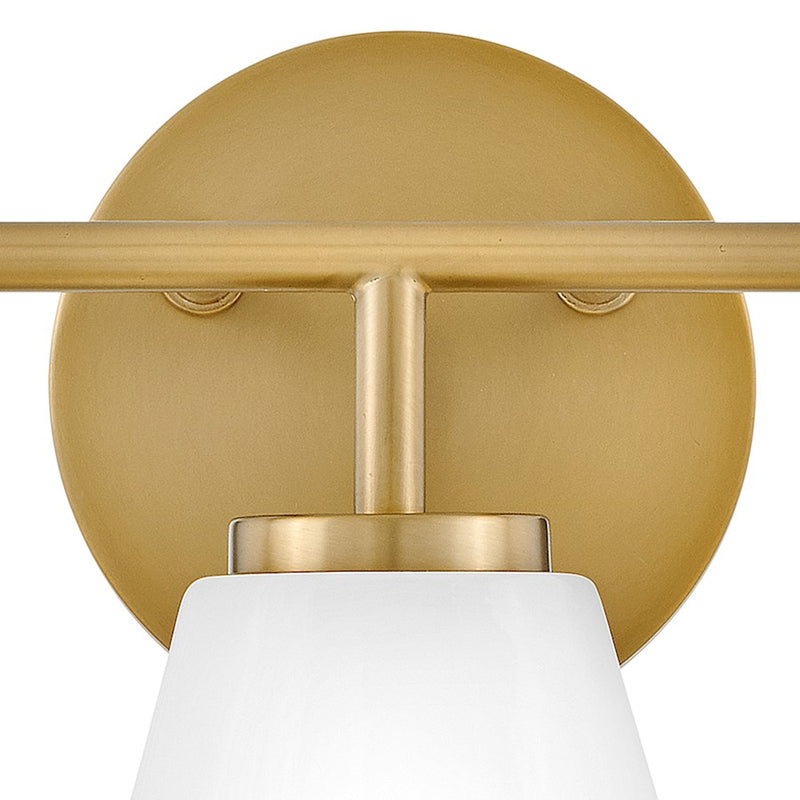 Lark Lighting Gio 3-Light Bath Vanity Light | Lacquered Brass | Cased Opal Glass Shade | Transitional Vanity Light | Hardwired Damp Rated | 85503LCB