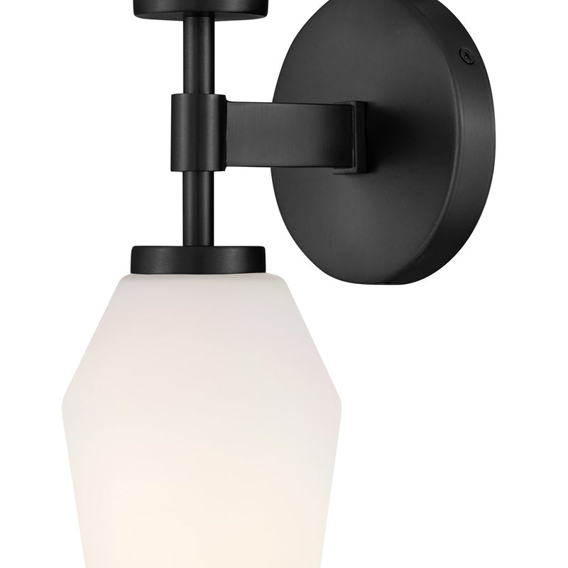 Lark Gio 21in 2-Light Wall Sconce | Transitional Black Steel and Etched Opal Glass | Bathroom & Hallway Accent | 6 x 5 x 21 in | Model 85505BK