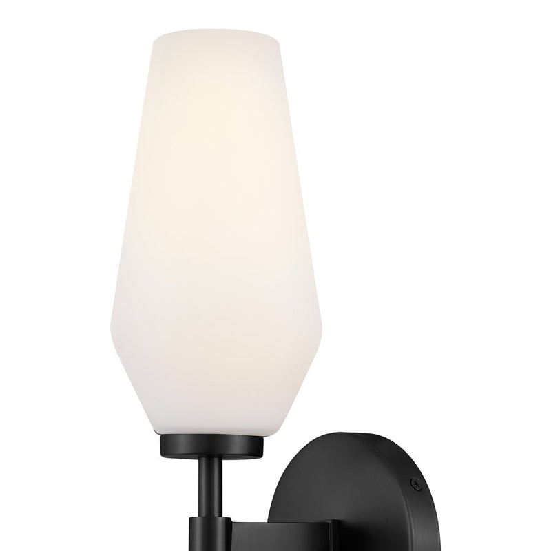 Lark Gio 21in 2-Light Wall Sconce | Transitional Black Steel and Etched Opal Glass | Bathroom & Hallway Accent | 6 x 5 x 21 in | Model 85505BK