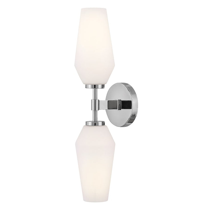 Lark Gio 6in 2-Light Wall Sconce | Transitional Chrome Steel and Etched Opal Glass | Bathroom Vanity & Living Room Accent | 6 x 5 x 21 in | Model 85505CM