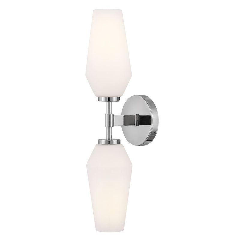 Lark Gio 6in 2-Light Wall Sconce | Transitional Chrome Steel and Etched Opal Glass | Bathroom Vanity & Living Room Accent | 6 x 5 x 21 in | Model 85505CM