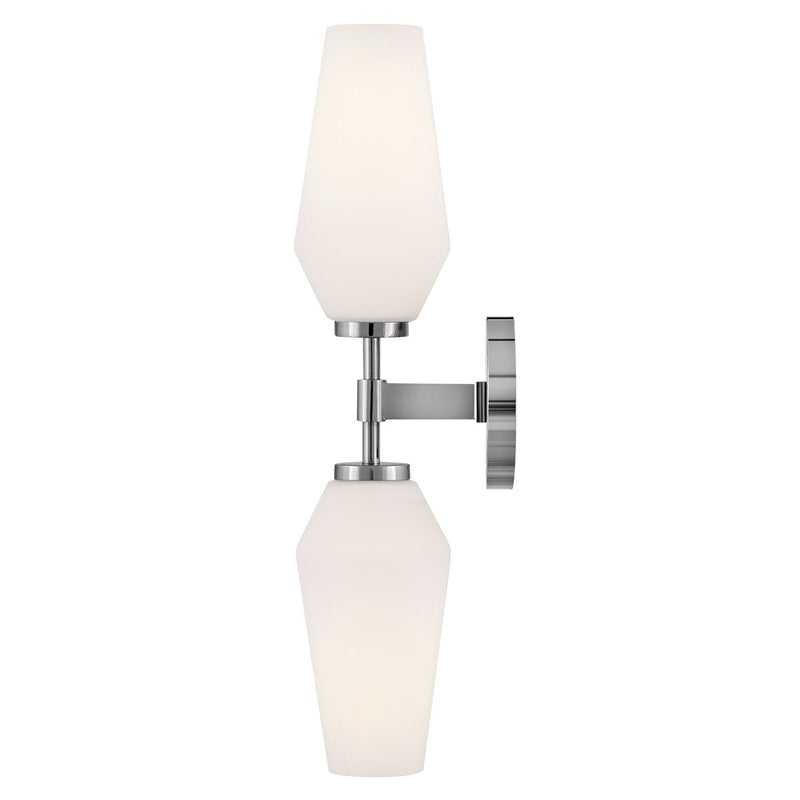 Lark Gio 6in 2-Light Wall Sconce | Transitional Chrome Steel and Etched Opal Glass | Bathroom Vanity & Living Room Accent | 6 x 5 x 21 in | Model 85505CM