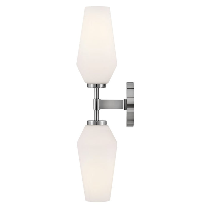 Lark Gio 2 Light Large Sconce, Chrome/Etched Opal