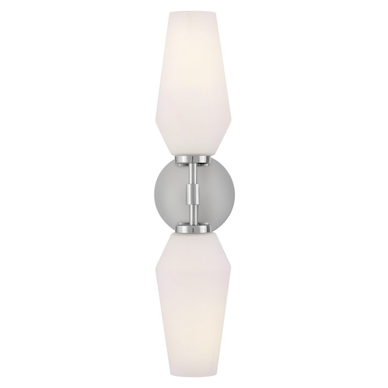 Lark Gio 6in 2-Light Wall Sconce | Transitional Chrome Steel and Etched Opal Glass | Bathroom Vanity & Living Room Accent | 6 x 5 x 21 in | Model 85505CM