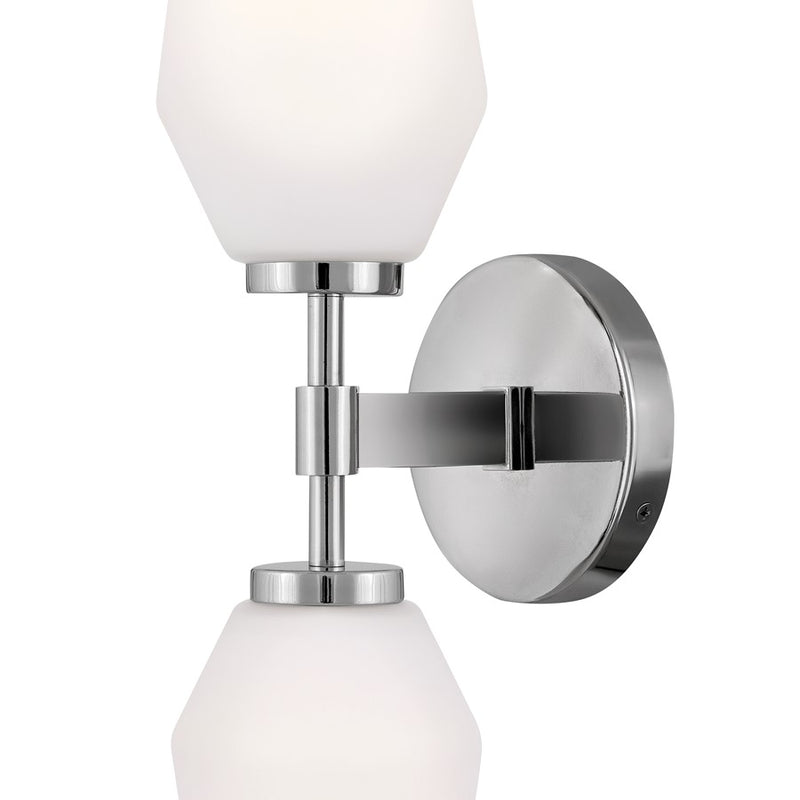 Lark Gio 6in 2-Light Wall Sconce | Transitional Chrome Steel and Etched Opal Glass | Bathroom Vanity & Living Room Accent | 6 x 5 x 21 in | Model 85505CM