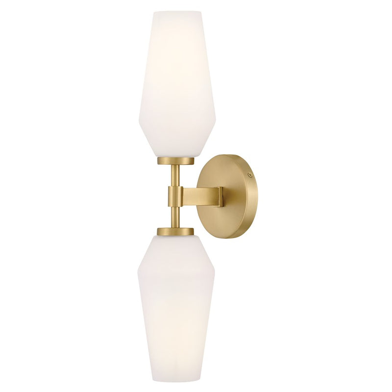 Lark Gio 2 Light Large Sconce, Lacquered Brass/Etched Opal
