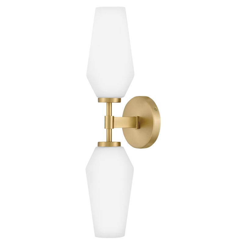 Lark Gio 2 Light Large Sconce, Lacquered Brass/Etched Opal
