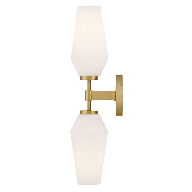 Lark Gio 2-Light Wall Sconce | Transitional Lacquered Brass Steel and Etched Opal Glass | Bathroom Vanity & Living Room Accent | 6 x 5 x | Model 85505LCB