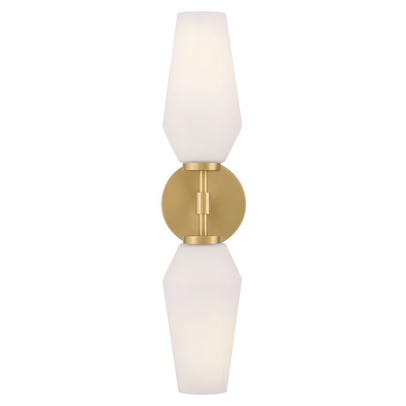 Lark Gio 2-Light Wall Sconce | Transitional Lacquered Brass Steel and Etched Opal Glass | Bathroom Vanity & Living Room Accent | 6 x 5 x | Model 85505LCB