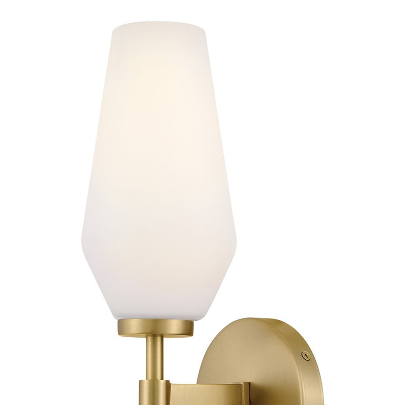 Lark Gio 2-Light Wall Sconce | Transitional Lacquered Brass Steel and Etched Opal Glass | Bathroom Vanity & Living Room Accent | 6 x 5 x | Model 85505LCB