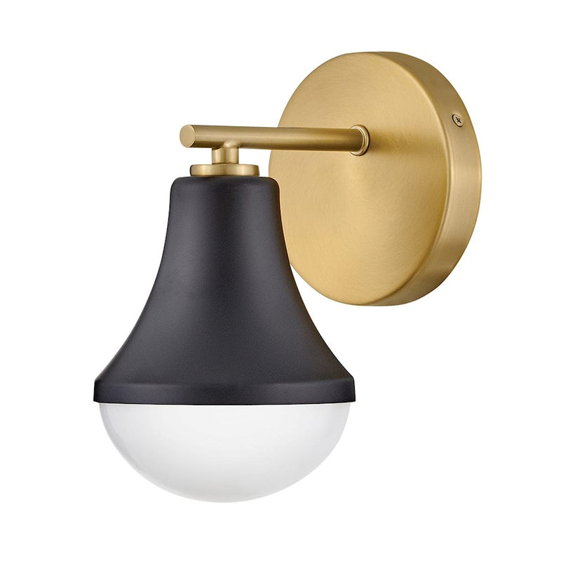 Lark Haddie 1-Light Small Bath Vanity | Classic Black Steel and Cased Opal Glass | Bathroom & Powder Room | 7.25 x 5.25 x 9 in | Model 85510BK