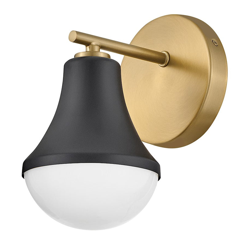 Lark Haddie 1-Light Small Bath Vanity | Classic Black Steel and Cased Opal Glass | Bathroom & Powder Room | 7.25 x 5.25 x 9 in | Model 85510BK