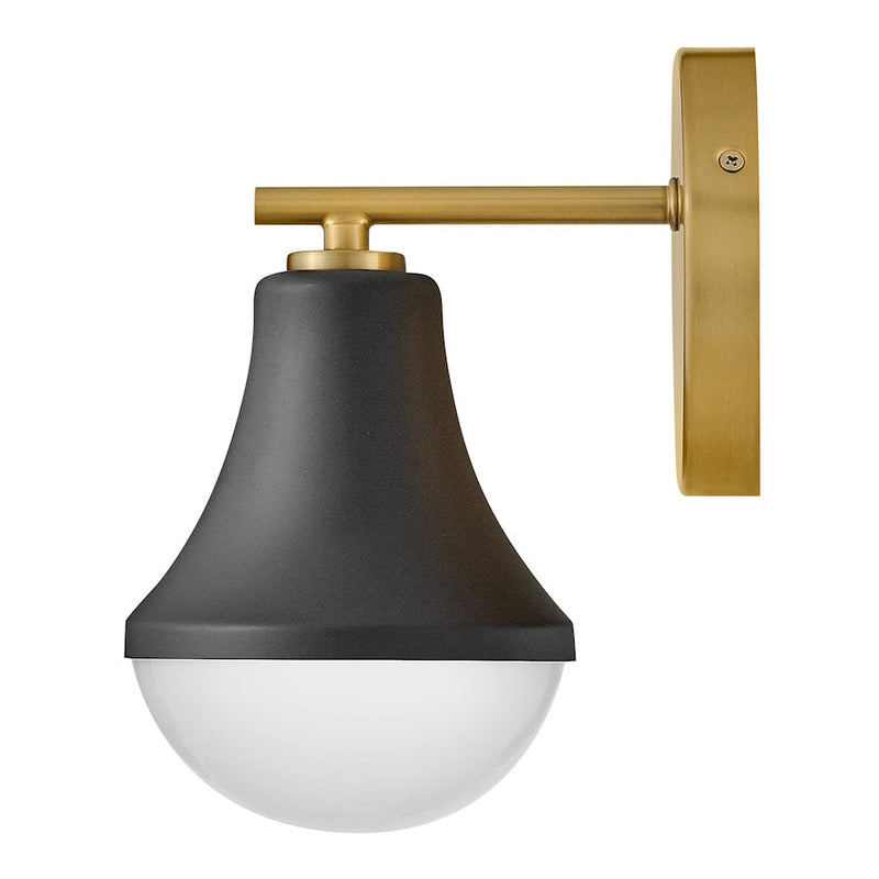 Lark Haddie 1-Light Small Bath Vanity | Classic Black Steel and Cased Opal Glass | Bathroom & Powder Room | 7.25 x 5.25 x 9 in | Model 85510BK
