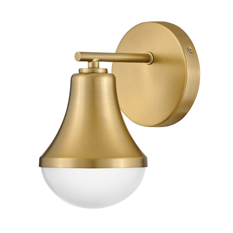 Lark Haddie 9in 1-Light Bath Vanity | Classic Lacquered Brass Steel and Cased Opal Glass | Bathroom Vanity Light | 7 x 5 x 9 in | Model 85510LCB