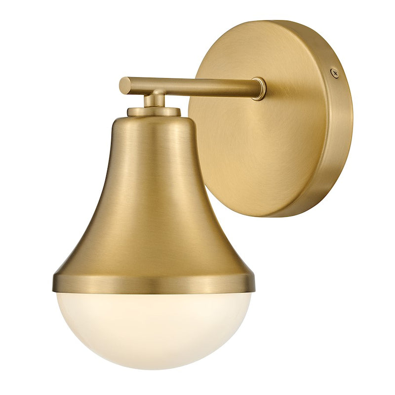 Lark Lighting Haddie 1-Light Bath Vanity Light | Lacquered Brass | Cased Opal Glass Shade | Modern Vanity Light Above the Bathroom Mirror | 85510LCB