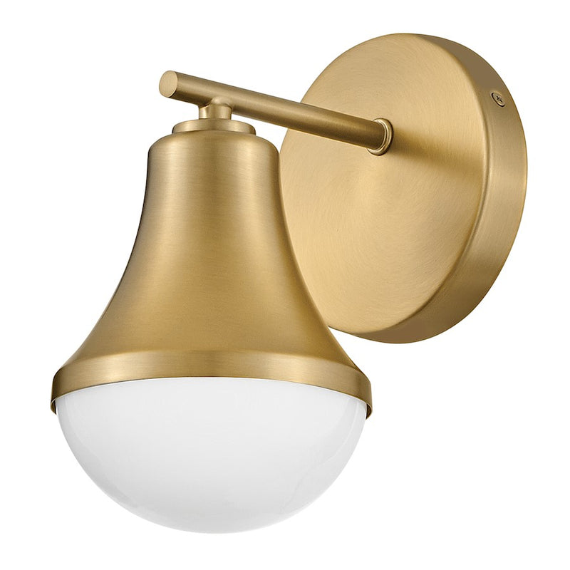 Lark Lighting Haddie 1-Light Bath Vanity Light | Lacquered Brass | Cased Opal Glass Shade | Modern Vanity Light Above the Bathroom Mirror | 85510LCB