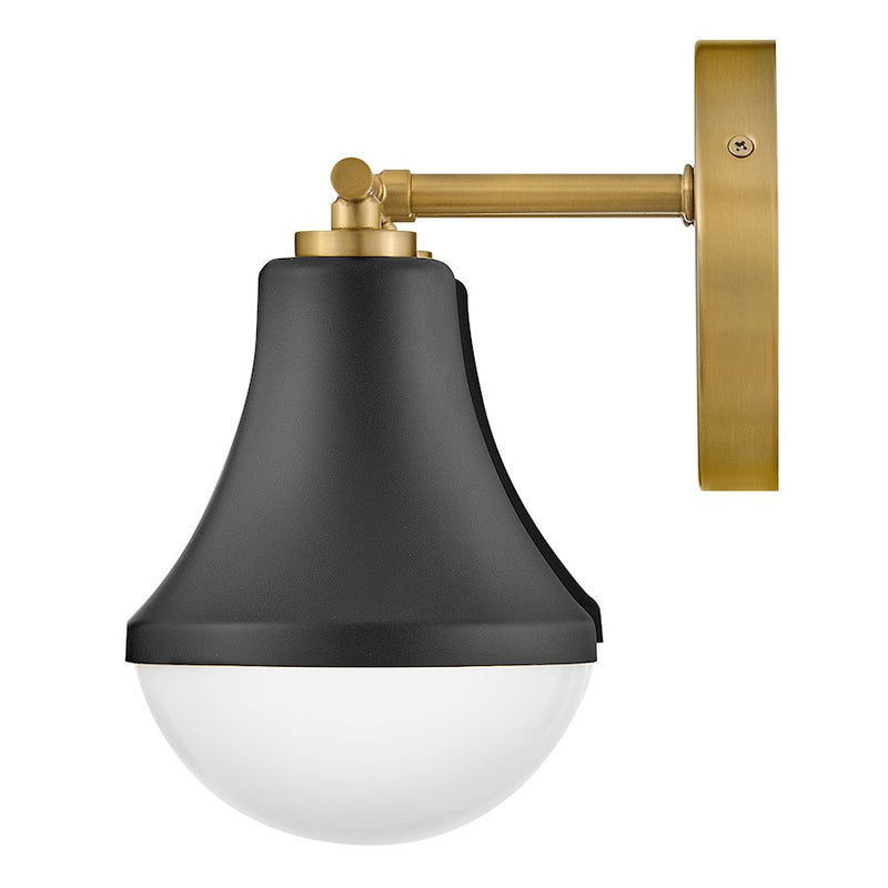 Lark Lighting Haddie 2-Light Bath Vanity Light | Black Finish | Cased Opal Accent Glass Shade | Modern Vanity Light | Hardwired Damp Rated | 85512BK