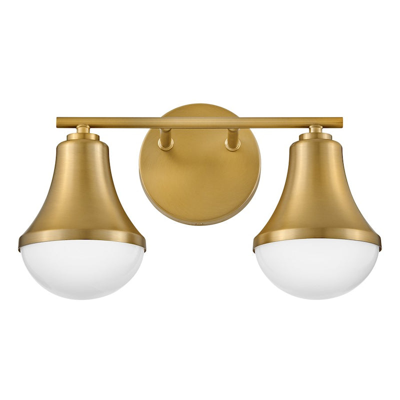 Lark Lighting Haddie 2-Light Bath Vanity Light | Lacquered Brass | Cased Opal Glass Shade | Modern Vanity Light Above the Bathroom Mirror | 85512LCB