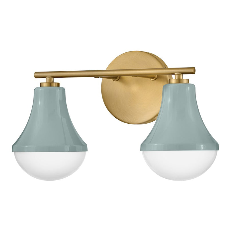 Lark Haddie 14.5in 2-Light Bath Vanity | Classic Seafoam Steel and Cased Opal Glass | Bathroom Vanity & Powder Room | 7.25 x 14.5 x 9 in | Model 85512SF