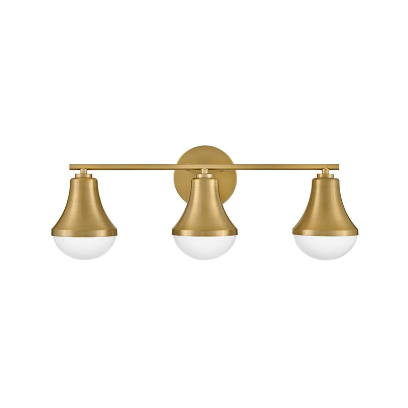 Lark Lighting Haddie 3-Light Bath Vanity Light | Lacquered Brass | Cased Opal Glass Shade | Modern Vanity Light Above the Bathroom Mirror | 85513LCB
