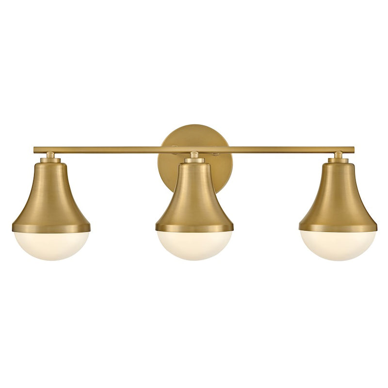 Lark Lighting Haddie 3-Light Bath Vanity Light | Lacquered Brass | Cased Opal Glass Shade | Modern Vanity Light Above the Bathroom Mirror | 85513LCB