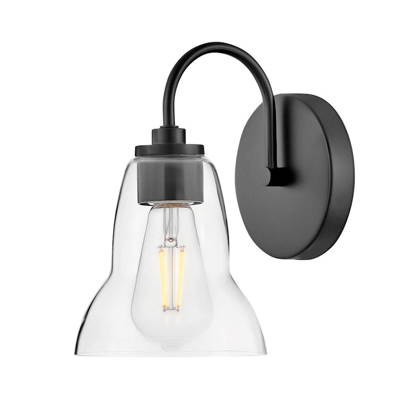 Lark Vera 1-Light Small Bath Vanity | Classic Black Steel and Clear Glass | Bathroom & Powder Room Vanity Light | 8 x 6 x 9.75 in | Model 85560BK