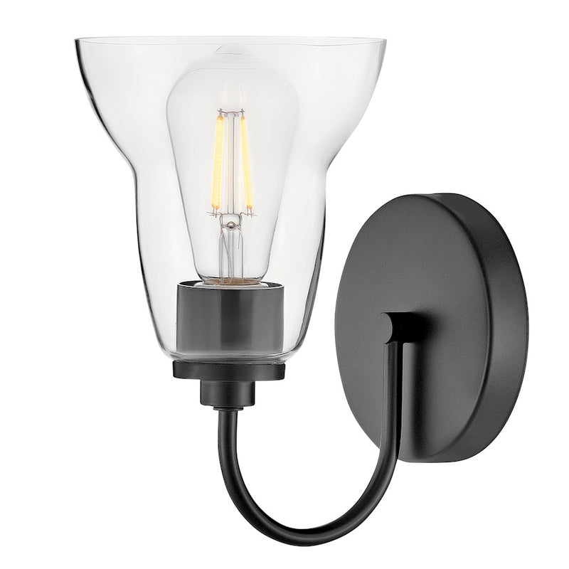 Lark Vera 1-Light Small Bath Vanity | Classic Black Steel and Clear Glass | Bathroom & Powder Room Vanity Light | 8 x 6 x 9.75 in | Model 85560BK